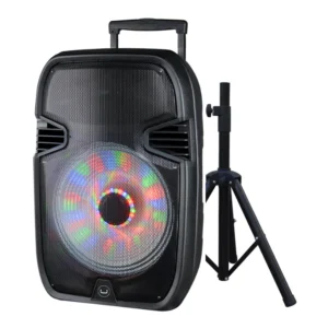 SOUNDWAVE 15+ PORTABLE SPEAKER WITH LED LIGHTS & STAND<br>SP9425BK</br>