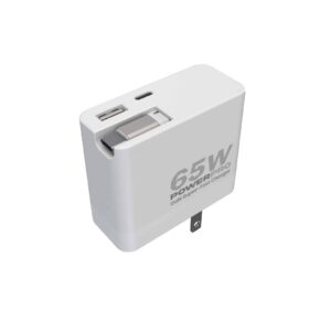 POWERPRO RETRACTABLE CABLE DUAL PORT GAN WALL CHARGER | PD65W<BR>PW5072WT</BR>
